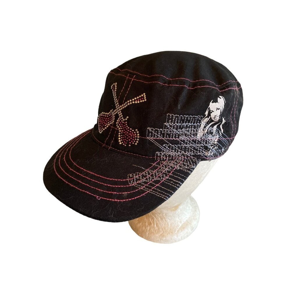 Black‎ Hanna Montana Miley Cyrus Cadet Military Hat Cap One Size